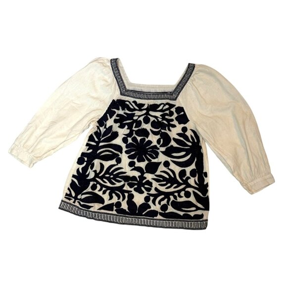 Anthropologie Maeve Liyah Embroidered Linen Blend Peasant Blouse Size 2 - Picture 6 of 13